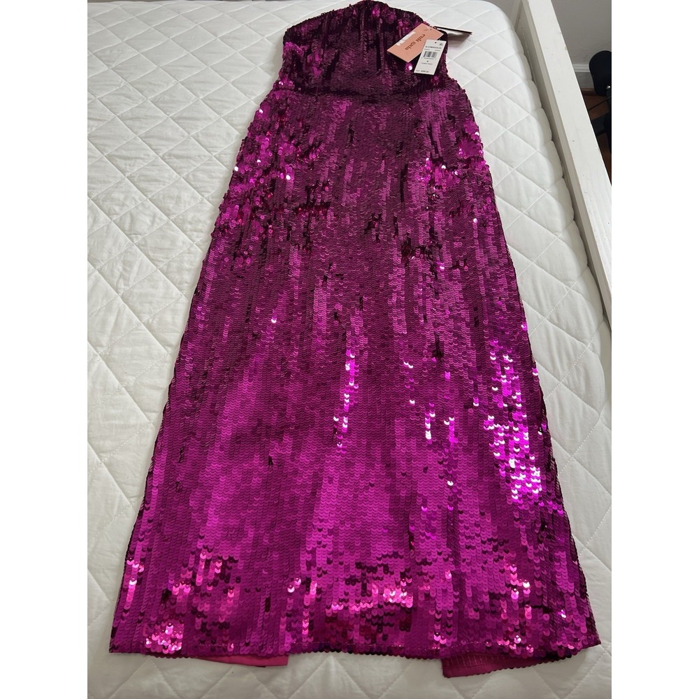 Cult Gaia Tasmina Anemone Pink Sequin Halter Open Back Party Cocktail Dress M - Picture 3 of 8